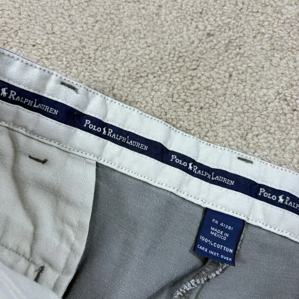 Vintage Polo Ralph Lauren Pleated Chino Pants Mens 36x30 Khaki Gray Cotton